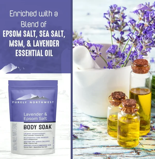 Premium Lavender-infused Body Soak Containing Methylsulfonylmethane & Epsom Salt - 1 Pound