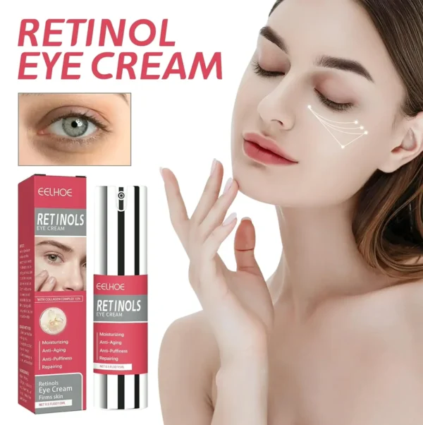 Retinol Eye Cream with Hyaluronic Acid & Collagen - Anti-Aging Formula for Fine Lines, Hydration