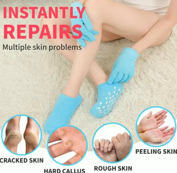 Hydrating Therapy Mittens & Socks (4 PCS/Blue)
