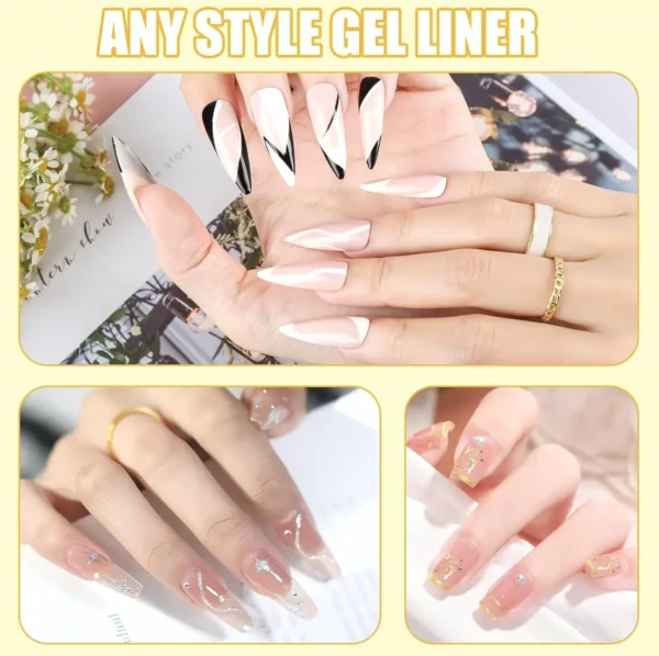 Nail Design Polish Set 10ml, 4 Colors: Black, White, Gold, Metallic