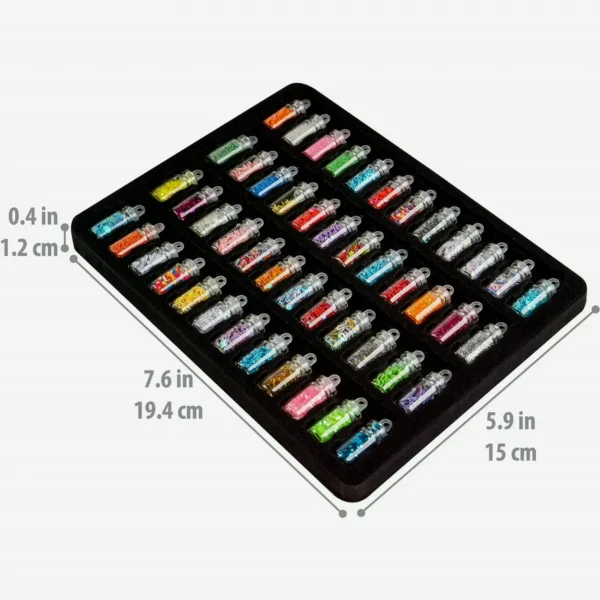 3D Art Decoration Mini Bottles - 48 Containers with Included Tweezers