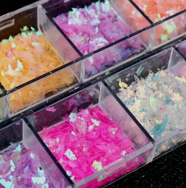 12-Colored Mermaid Nail Glitter Set