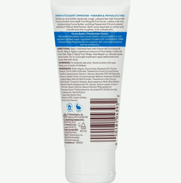 Palmer's Brand Cocoa Butter Foot Care Exfoliator including Vitamin E for Dry Feet