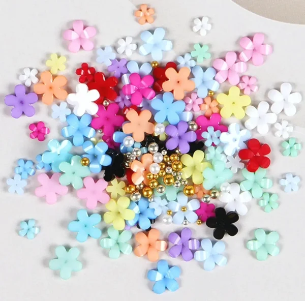 Three-Dimensional Flower Nail Charms - 12 Colors