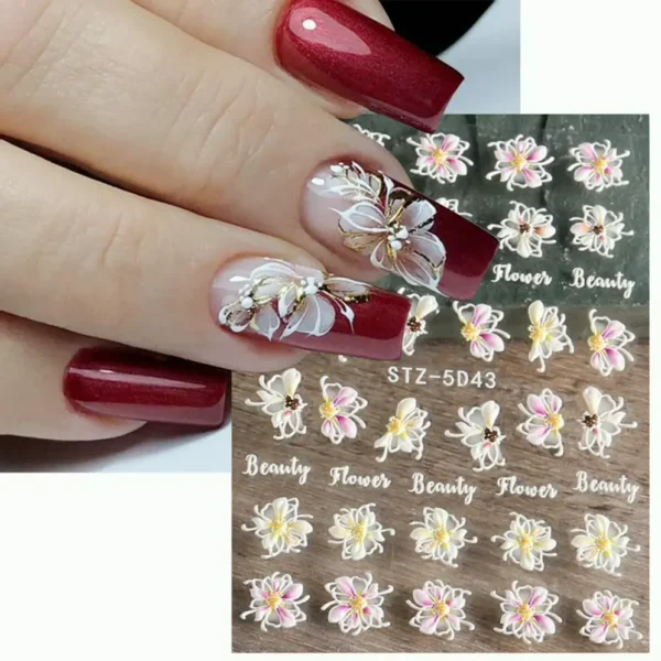 Embossed Petal Manicure Art Decals (4 Sheets)
