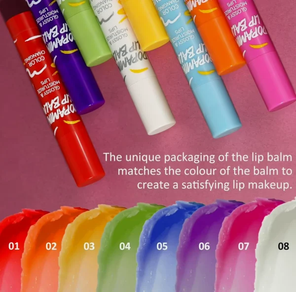 Colored Lip Balm Set - Hydrating, Glossy Finish, 8 Colors