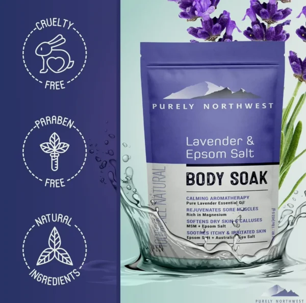 Premium Lavender-infused Body Soak Containing Methylsulfonylmethane & Epsom Salt - 1 Pound