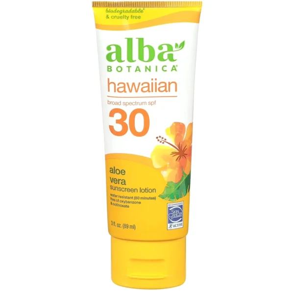 Hawaiian Sunblock Lotion, SPF 30, Aloe Vera, 3 Oz