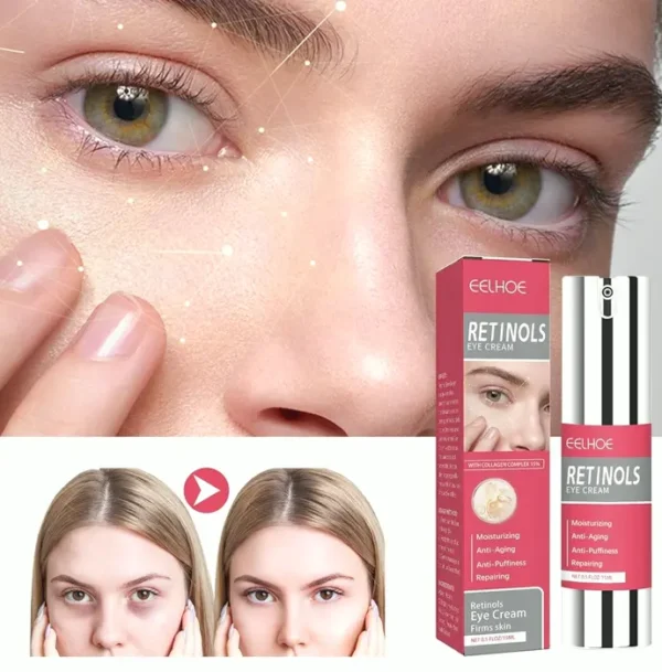 Retinol Eye Cream with Hyaluronic Acid & Collagen - Anti-Aging Formula for Fine Lines, Hydration