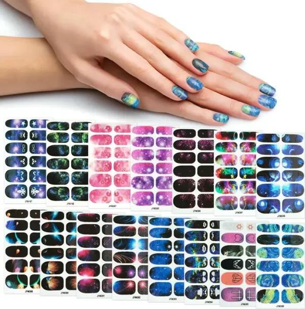 Nail Wraps with Cuticle Stick 15-Pack Star Designs