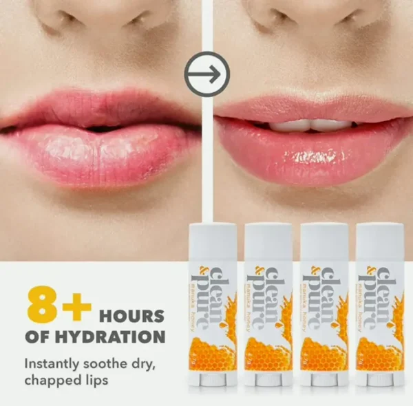 Clean Beekeeper’s Top Lip Balms, 4-Pack Lip Set with Manuka Honey