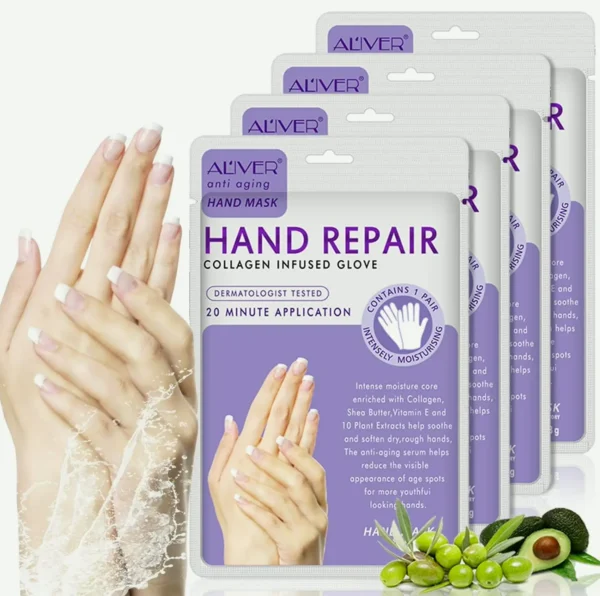 Set of 4 Hand Moisturizing Gloves for Cracked Skin