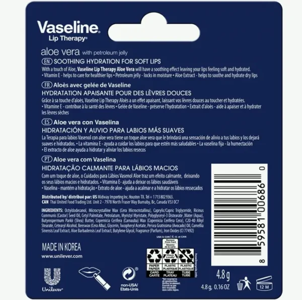 Vasoline Lip Therapy Aloe Moisturizing Balm Pack