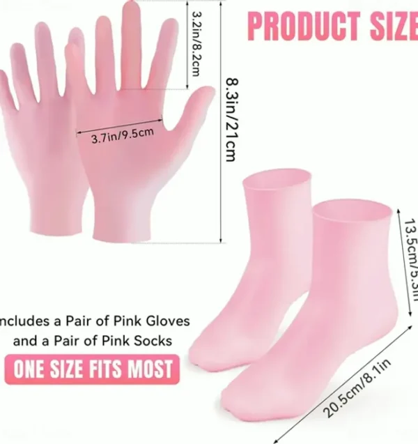 Pink Silicone Moisturizing Socks & Gloves Set (1 Pair Each)