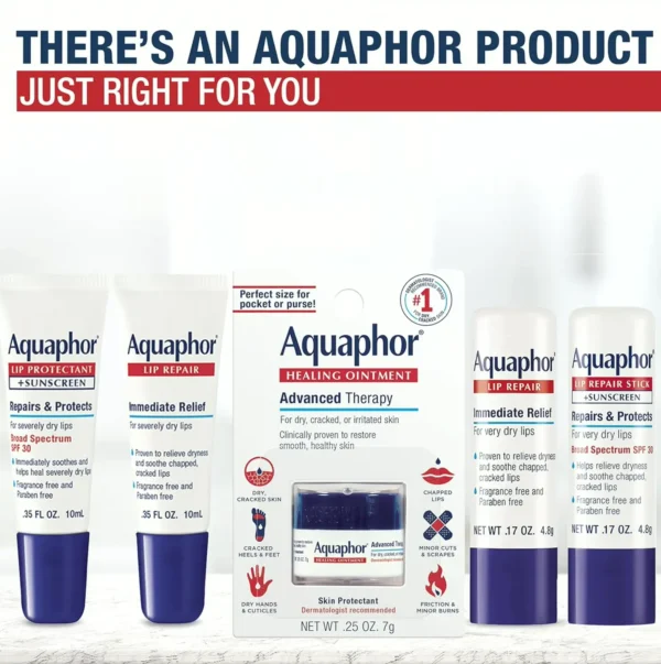 Aquaphor Lip Balm Stick - Heals Chapped Mouth - 0.17 Oz (Set of 4)