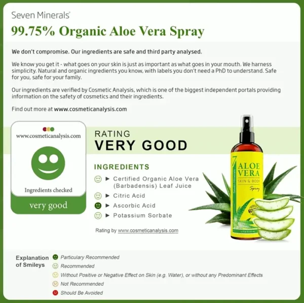 Natural Aloe Vera Spray for Skin & Locks - 12 fl ounces