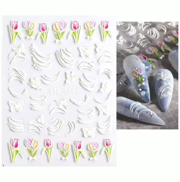 Embossed Petal Manicure Art Decals (4 Sheets)