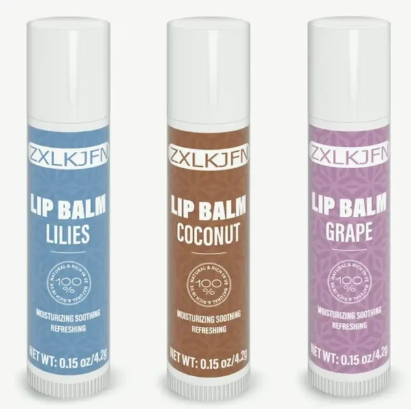 Natural Lip Balm Bundle - Three Varieties - 100% Pure Moisturizer for Chapped & Dry Lips