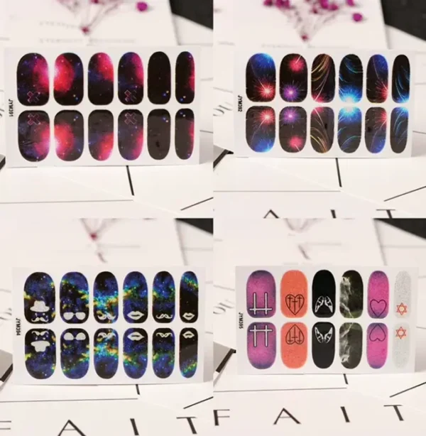Nail Wraps with Cuticle Stick 15-Pack Star Designs