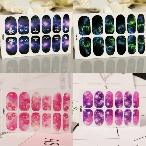 Nail Wraps with Cuticle Stick 15-Pack Star Designs