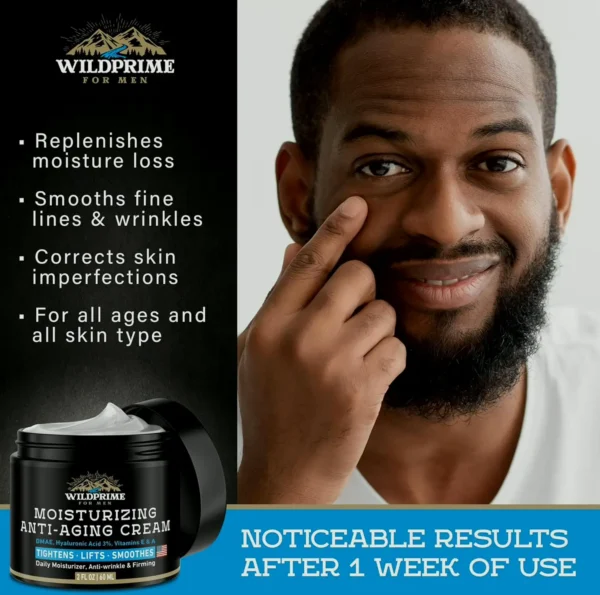 Men's Facial Hydrating Cream Lotion - Anti-Aging - HA, Vit A & E - 2 oz