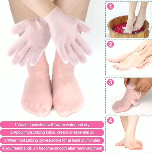 Hydrating Booties & Handwear Kit with Silicone Aloe Pink