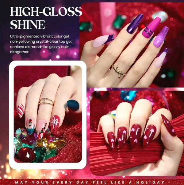 Reflective Seasonal Gel Polish Kit - 36 Colors + Base Coat