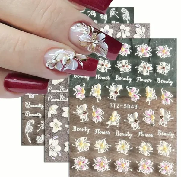 Embossed Petal Manicure Art Decals (4 Sheets)