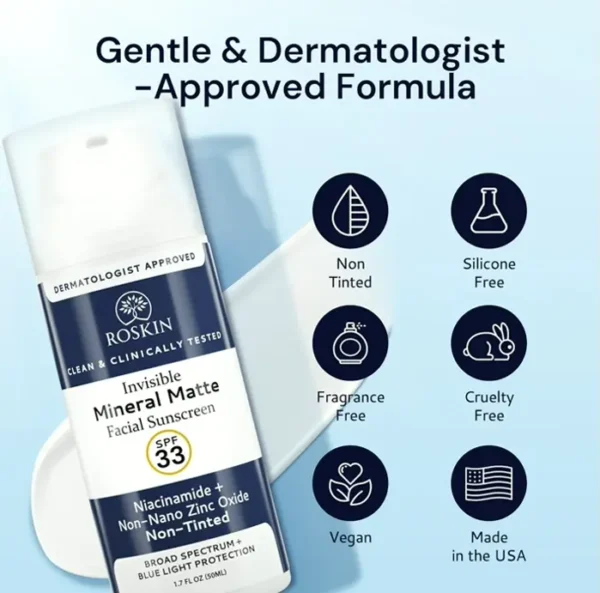 Roskin's Clear Mineral Sunblock for Skin with SPF33
