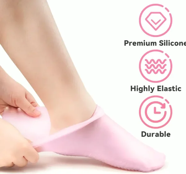 Pink Silicone Moisturizing Socks & Gloves Set (1 Pair Each)