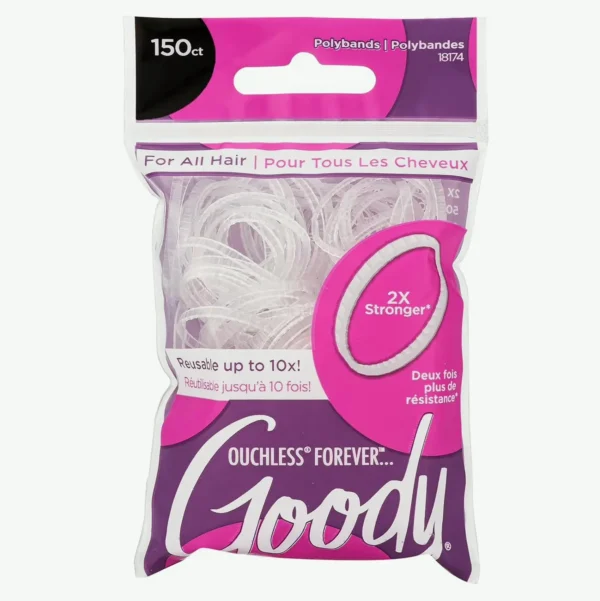 Giddy Ouchless Elastic Hair Tie - 150 Count, Clear