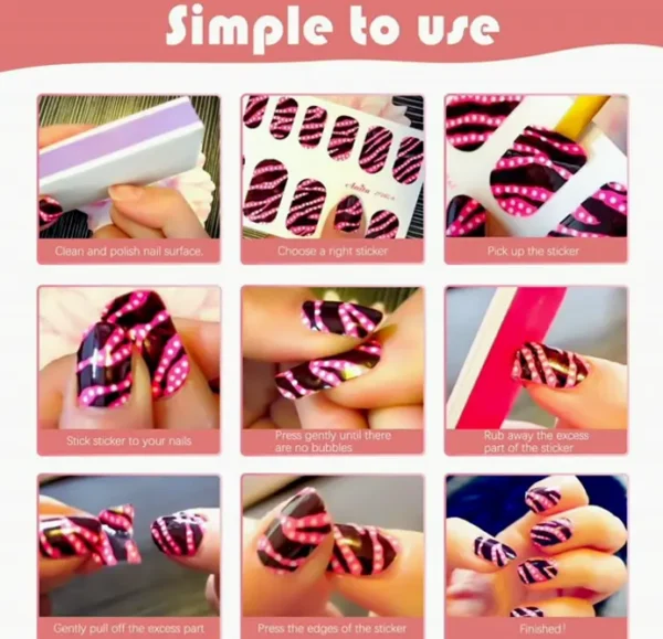 Nail Wraps with Cuticle Stick 15-Pack Star Designs