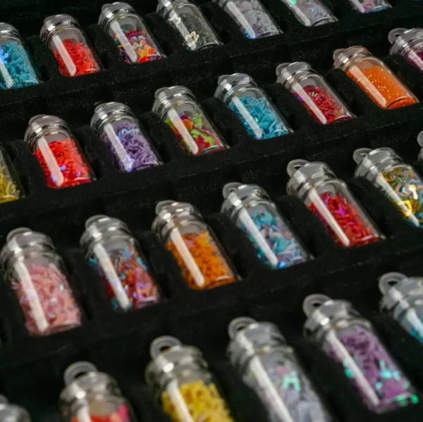 3D Art Decoration Mini Bottles - 48 Containers with Included Tweezers