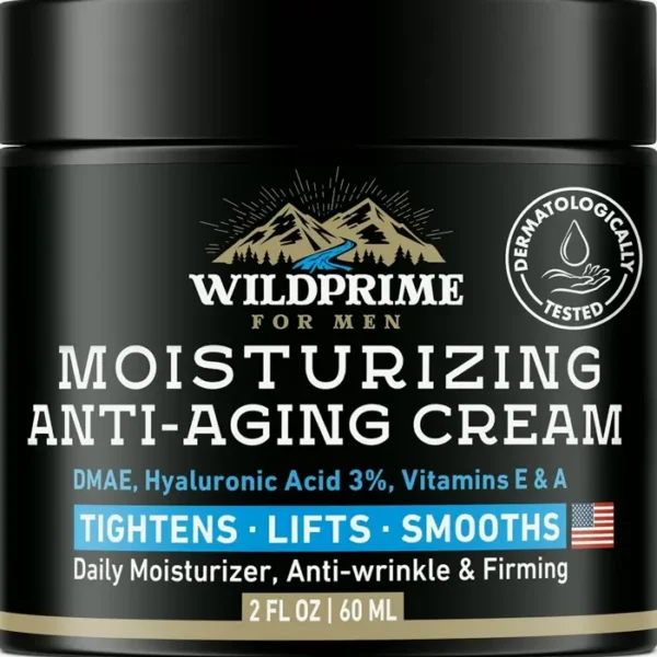 Men's Facial Hydrating Cream Lotion - Anti-Aging - HA, Vit A & E - 2 oz