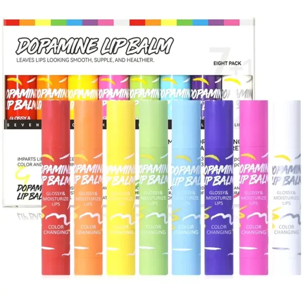 Colored Lip Balm Set - Hydrating, Glossy Finish, 8 Colors