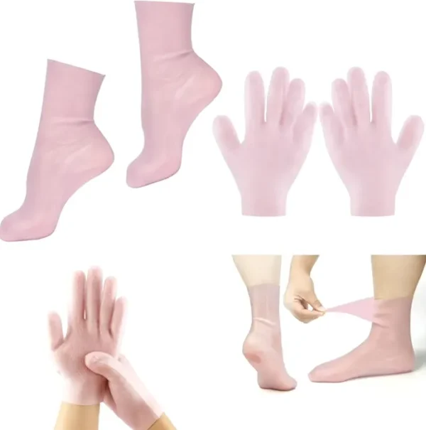Hydrating Booties & Handwear Kit with Silicone Aloe Pink